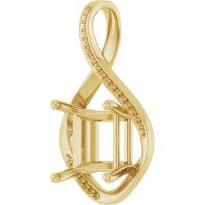 14K Yellow Gold 10x10 mm Square Pendant Mounting – image 4