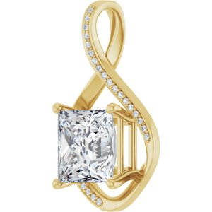 18K Yellow Gold 10x10 mm Square Pendant Mounting – image 3