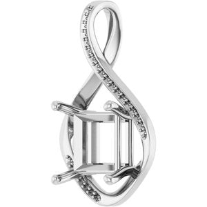 14K White Gold 10x10 mm Square Pendant Mounting – image 4