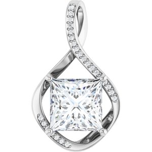 Sterling Silver 10x10 mm Square Pendant Mounting