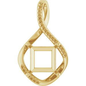 18K Yellow Gold 10x10 mm Square Pendant Mounting – image 2