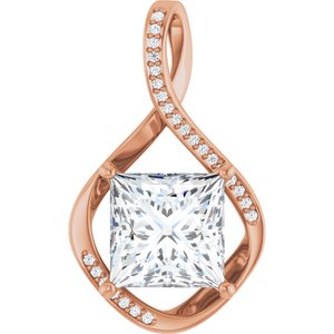 10K Rose Gold 10x10 mm Square Pendant Mounting