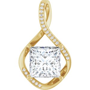 18K Yellow Gold 10x10 mm Square Pendant Mounting