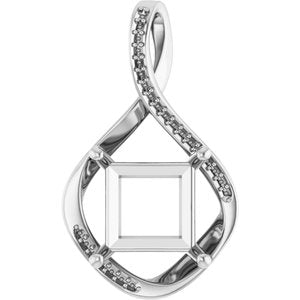 14K X1 White Gold 10x10 mm Square Pendant Mounting – image 2