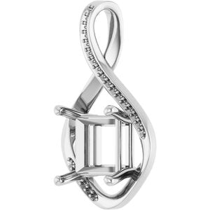 10K White Gold 9x9 mm Square Pendant Mounting – image 4