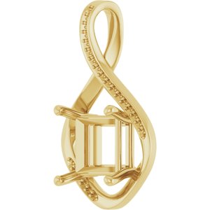 10K Yellow Gold 9x9 mm Square Pendant Mounting – image 4