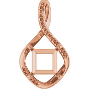 10K Rose Gold 9x9 mm Square Pendant Mounting – image 2