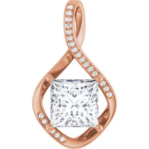 10K Rose Gold 9x9 mm Square Pendant Mounting