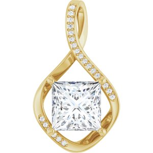 10K Yellow Gold 9x9 mm Square Pendant Mounting