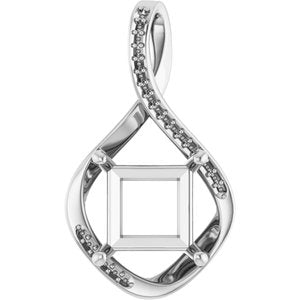 Platinum 9x9 mm Square Pendant Mounting – image 2