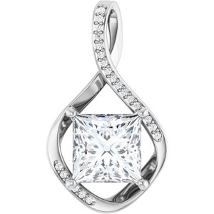 Platinum 9x9 mm Square Pendant Mounting