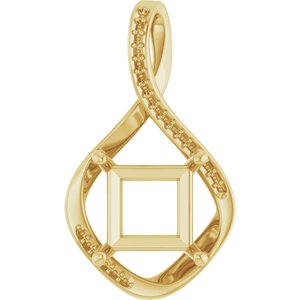 18K Yellow Gold 9x9 mm Square Pendant Mounting – image 2