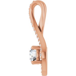 14K Rose Gold 5.2 mm Round .07 CTW Lab-Grown Diamond Semi-Set Pendant – image 5