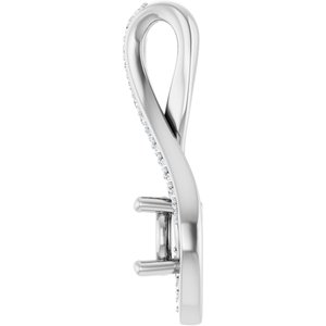 14K White Gold 5.2 mm Round .07 CTW Lab-Grown Diamond Semi-Set Pendant – image 6