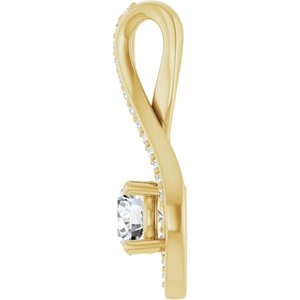 14K Yellow Gold 5.2 mm Round .07 CTW Lab-Grown Diamond Semi-Set Pendant – image 5
