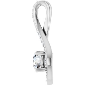 Sterling Silver 5.2 mm Round .07 CTW Natural Diamond Semi-Set Pendant – image 5