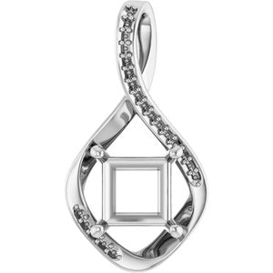 14K White Gold 7x7 mm Square Pendant Mounting – image 2