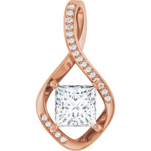 14K Rose Gold 7x7 mm Square Pendant Mounting