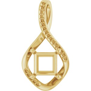 10K Yellow Gold 7x7 mm Square Pendant Mounting – image 2