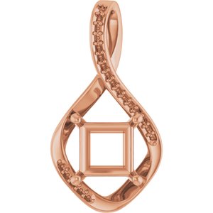 18K Rose Gold 7x7 mm Square Pendant Mounting – image 2