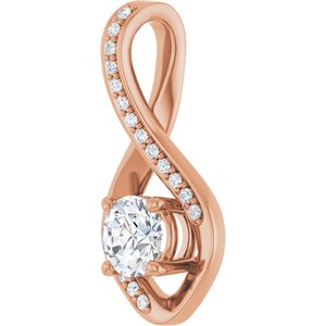 14K Rose Gold 5.2 mm Round .07 CTW Natural Diamond Semi-Set Pendant – image 3