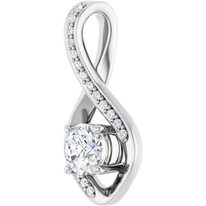 14K White Gold 5.2 mm Round .07 CTW Natural Diamond Semi-Set Pendant – image 3