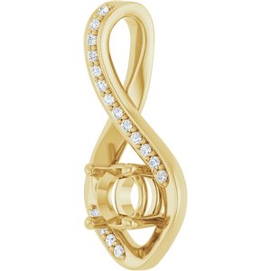 14K Yellow Gold 5.2 mm Round .07 CTW Lab-Grown Diamond Semi-Set Pendant – image 4