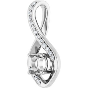 Platinum 5.2 mm Round .07 CTW Natural Diamond Semi-Set Pendant – image 4