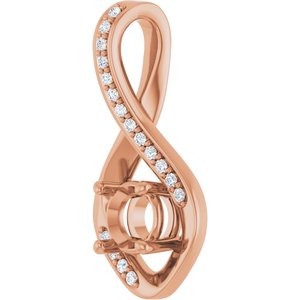14K Rose Gold 5.2 mm Round .07 CTW Lab-Grown Diamond Semi-Set Pendant – image 4