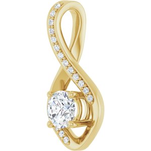 14K Yellow Gold 5.2 mm Round .07 CTW Natural Diamond Semi-Set Pendant – image 3