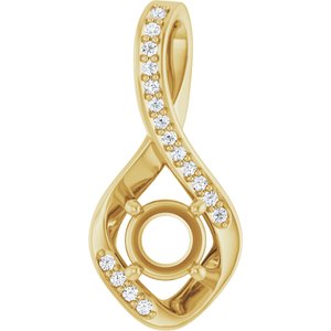 14K Yellow Gold 5.2 mm Round .07 CTW Natural Diamond Semi-Set Pendant – image 2