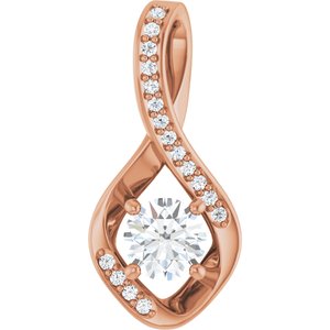 14K Rose Gold 5.2 mm Round .07 CTW Lab-Grown Diamond Semi-Set Pendant
