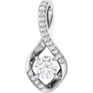 14K White Gold 5.2 mm Round .07 CTW Lab-Grown Diamond Semi-Set Pendant