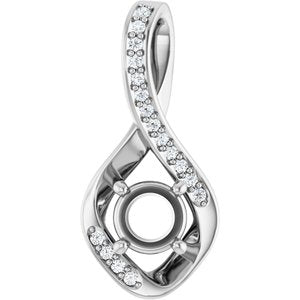 Platinum 5.2 mm Round .07 CTW Natural Diamond Semi-Set Pendant – image 2