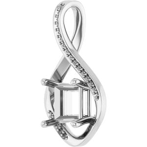 14K X1 White Gold 7x7 mm Square Pendant Mounting – image 4
