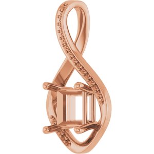 18K Rose Gold 7x7 mm Square Pendant Mounting – image 4