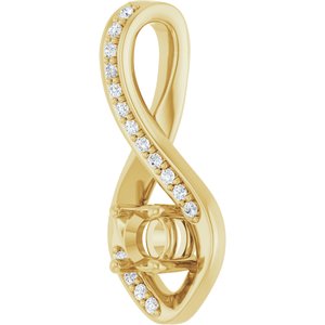 14K Yellow Gold 4.1 mm Round .06 CTW Lab-Grown Diamond Semi-Set Pendant – image 4