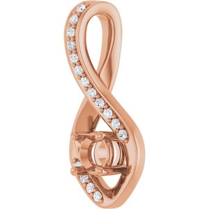 14K Rose Gold 4.1 mm Round .06 CTW Natural Diamond Semi-Set Pendant – image 4