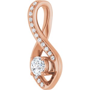 14K Rose Gold 4.1 mm Round .06 CTW Natural Diamond Semi-Set Pendant – image 3