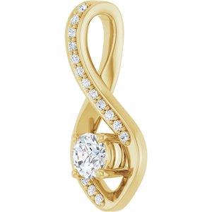 14K Yellow Gold 4.1 mm Round .06 CTW Natural Diamond Semi-Set Pendant – image 3