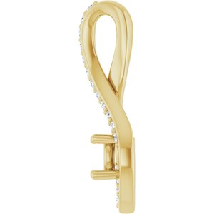 14K Yellow Gold 4.1 mm Round .06 CTW Lab-Grown Diamond Semi-Set Pendant – image 6