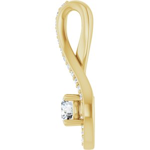 14K Yellow Gold 4.1 mm Round .06 CTW Lab-Grown Diamond Semi-Set Pendant – image 5