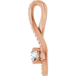 14K Rose Gold 4.1 mm Round .06 CTW Lab-Grown Diamond Semi-Set Pendant – image 5