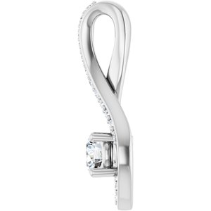 14K White Gold 4.1 mm Round .06 CTW Natural Diamond Semi-Set Pendant – image 5
