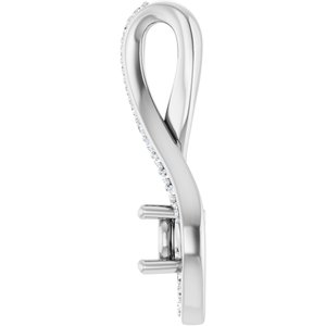 14K White Gold 4.1 mm Round .06 CTW Natural Diamond Semi-Set Pendant – image 6