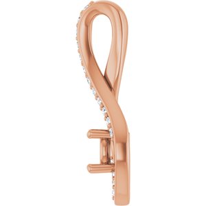 14K Rose Gold 4.1 mm Round .06 CTW Natural Diamond Semi-Set Pendant – image 6