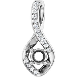 Sterling Silver 4.1 mm Round .06 CTW Lab-Grown Diamond Semi-Set Pendant – image 2