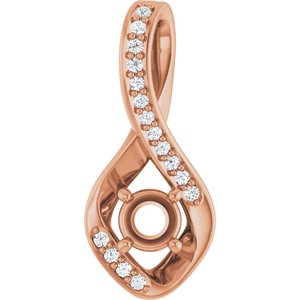 14K Rose Gold 4.1 mm Round .06 CTW Natural Diamond Semi-Set Pendant – image 2