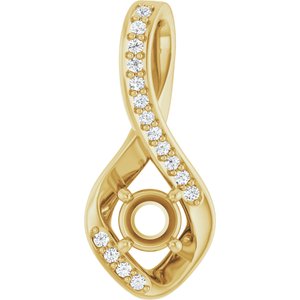 14K Yellow Gold 4.1 mm Round .06 CTW Lab-Grown Diamond Semi-Set Pendant – image 2