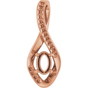 10K Rose Gold 6x4 mm Oval Pendant Mounting – image 2